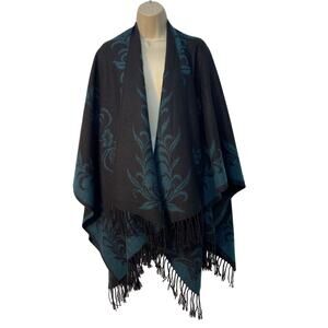 Black and Green Heavy Fall/Winter Wrap Shawl‎ Pre-owned Excellent Condition